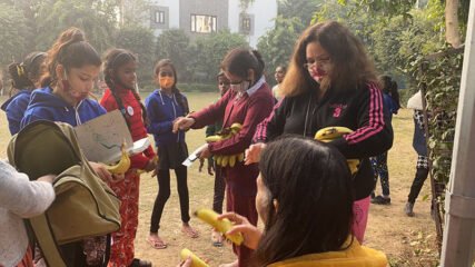 Girls are Taking Training for Self Defence by Delhi Police