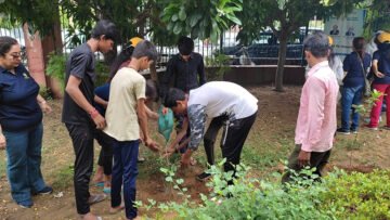 Ayaas Prayas Children Planting Trees in Pocket-1 Garden